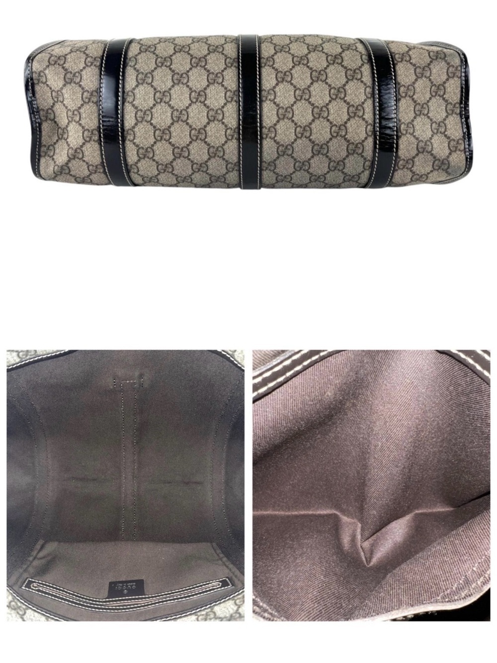 Gucci GG Canvas Shoulder Bag Black Leather Trim Gold Hardware Hobo Tote Bag - Picture 8 of 8